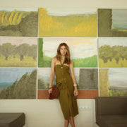 Top halter escote corazón verde caqui