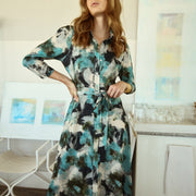 Vestido camisero midi con estampado