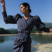 Falda pareo de rayas con frunce