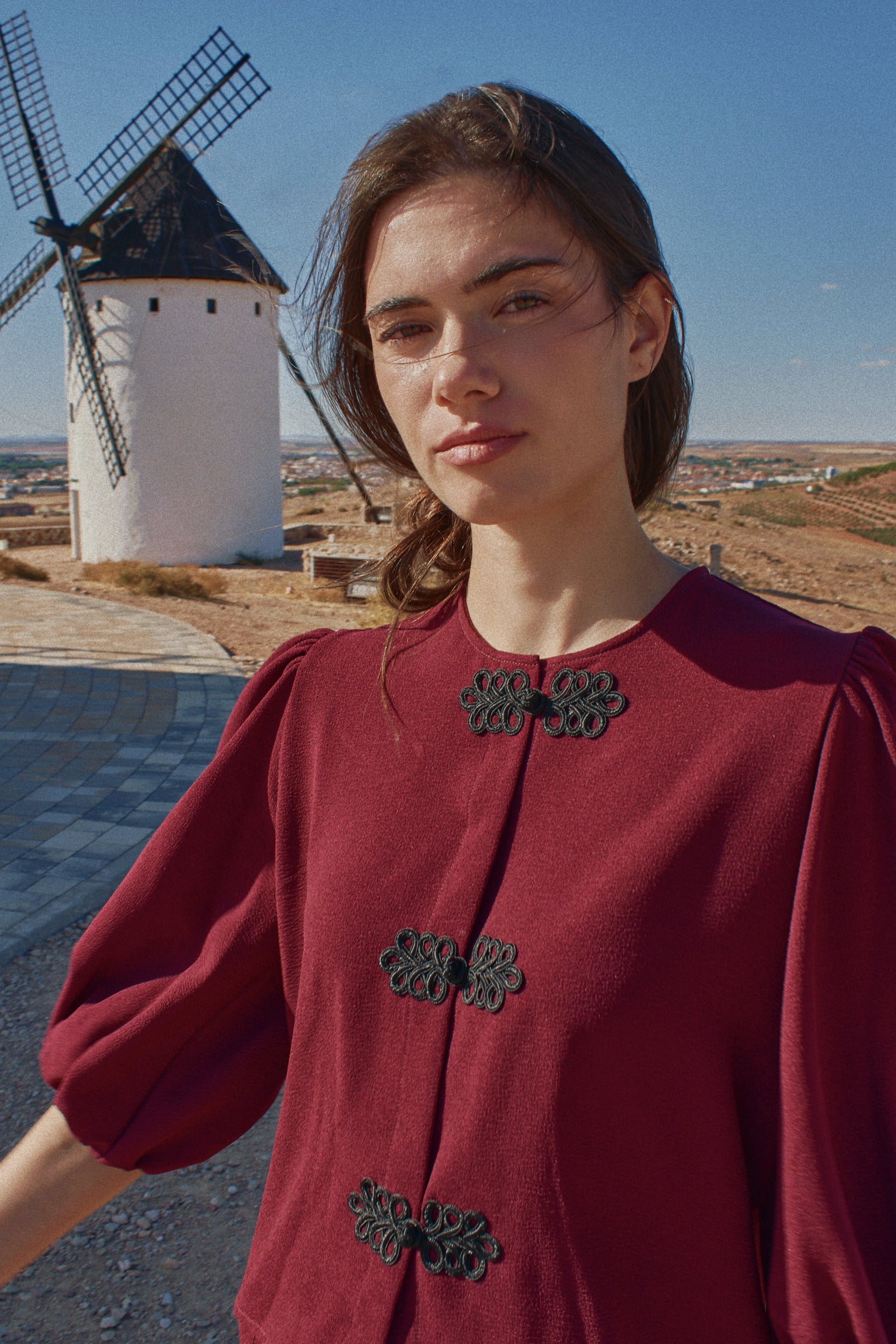 Top Sassu crepe burdeos