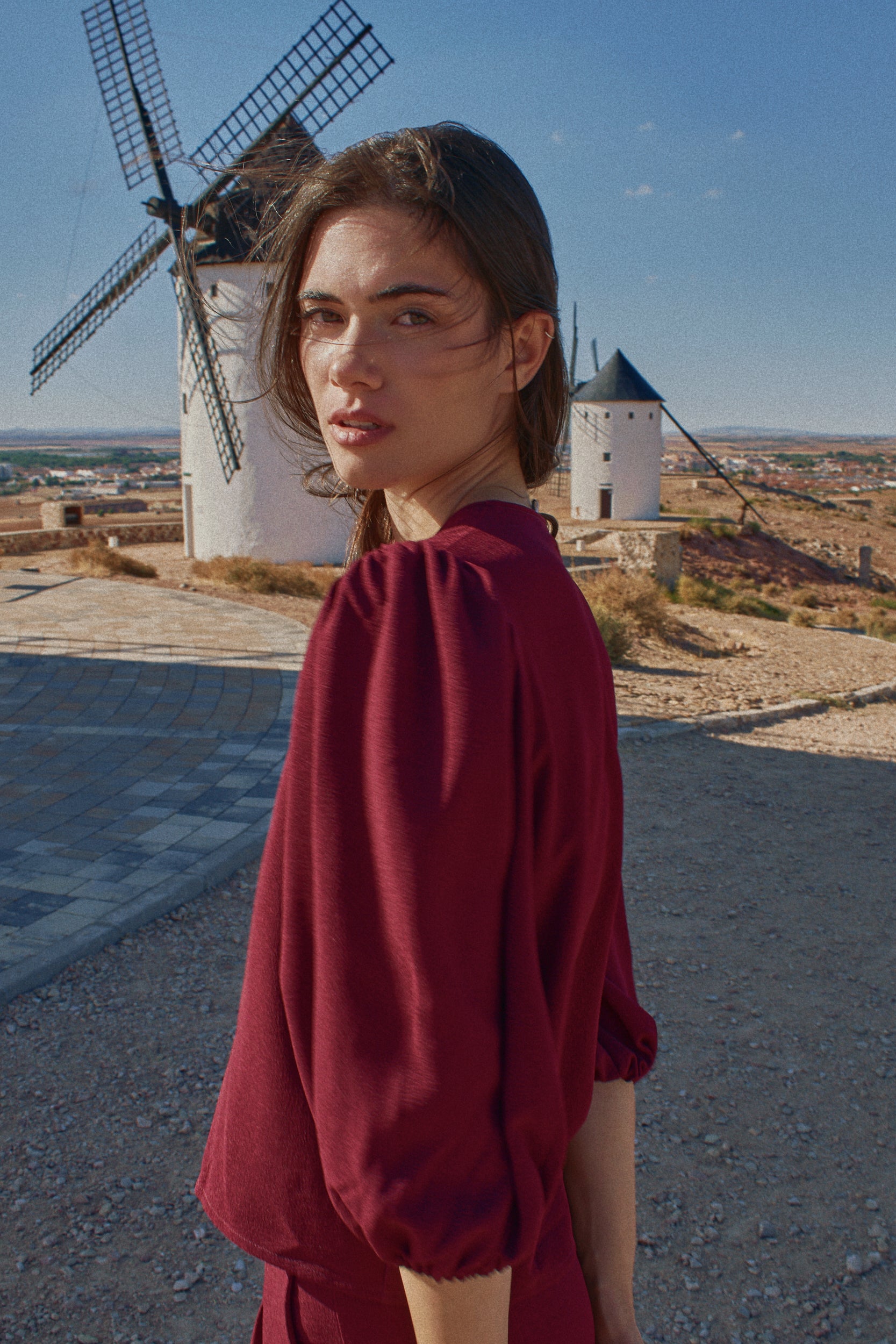 Top Sassu crepe burdeos
