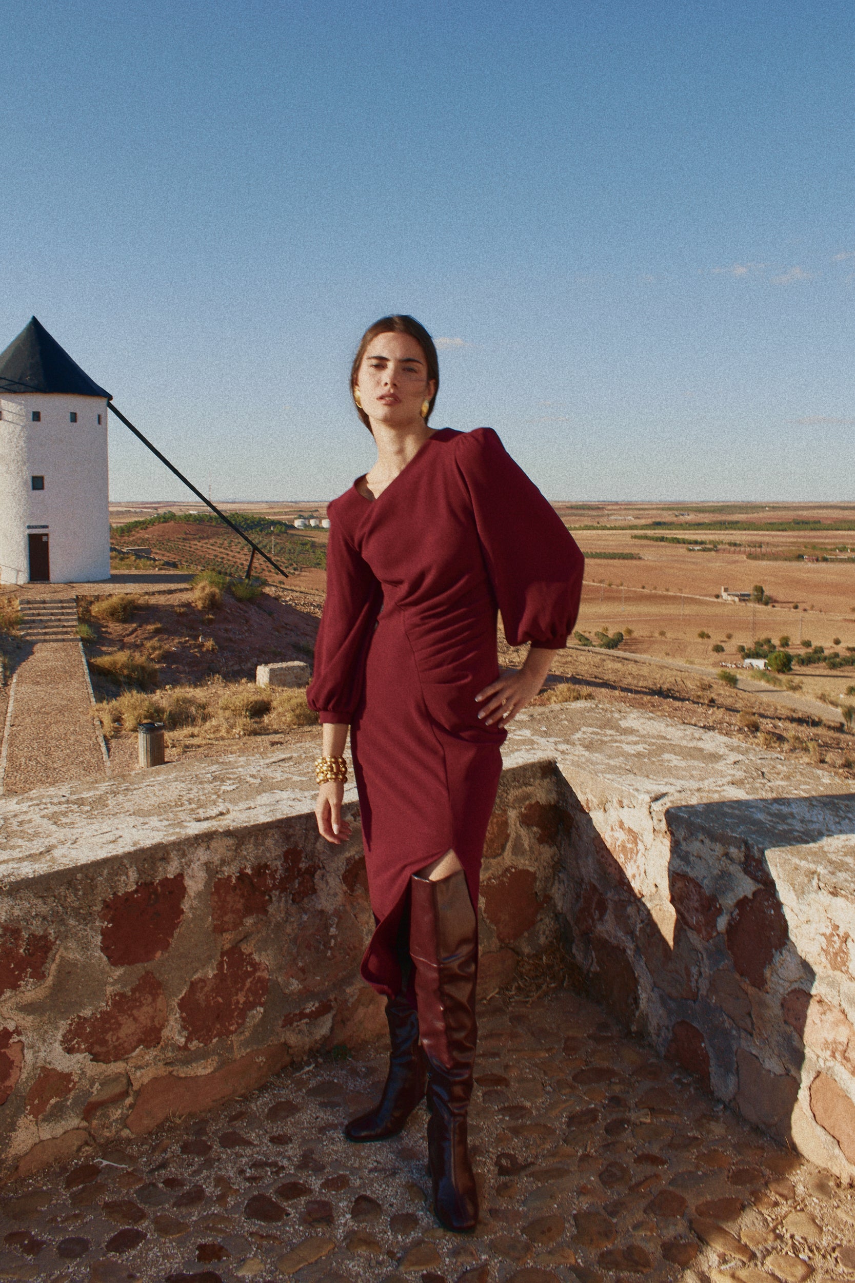 Vestido Irina Crepe Burdeos