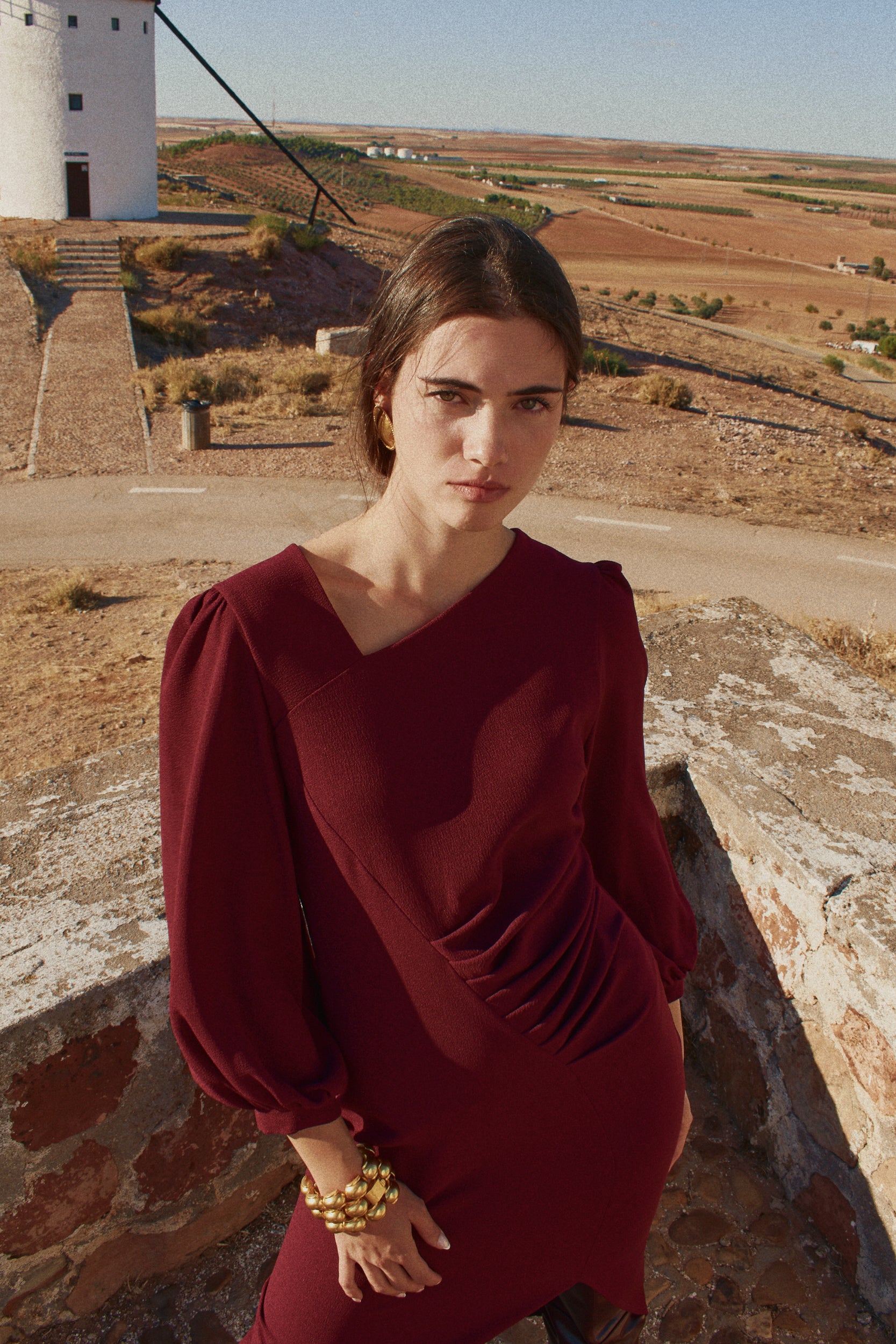 Vestido Irina Crepe Burdeos