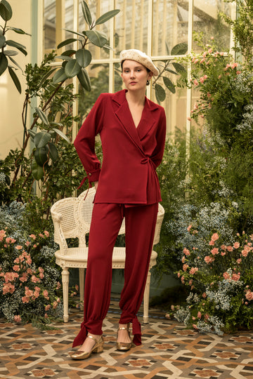 Pantalón Bombacho crepe granate