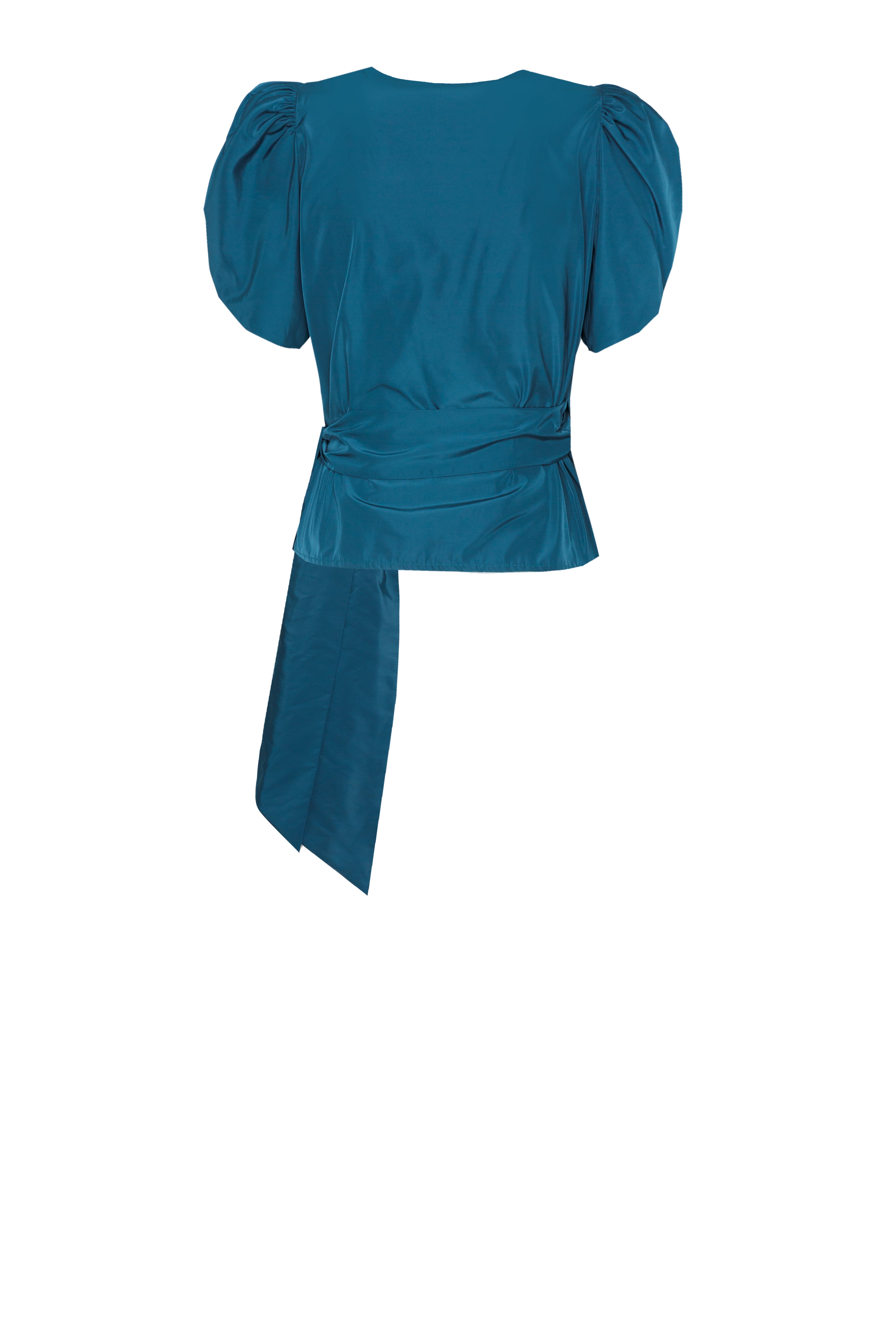 Top Nia Tafetán azul petróleo