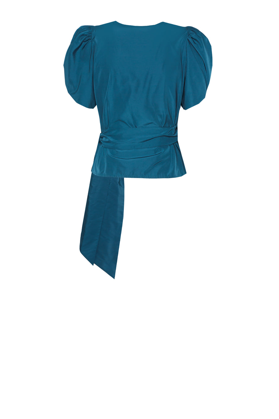 Top Nia Tafetán azul petróleo