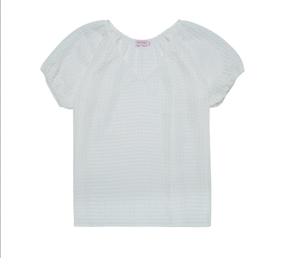 Camisa blanca vichy con escote