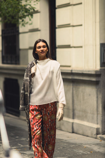 Camisa en cuadro vichy blanco