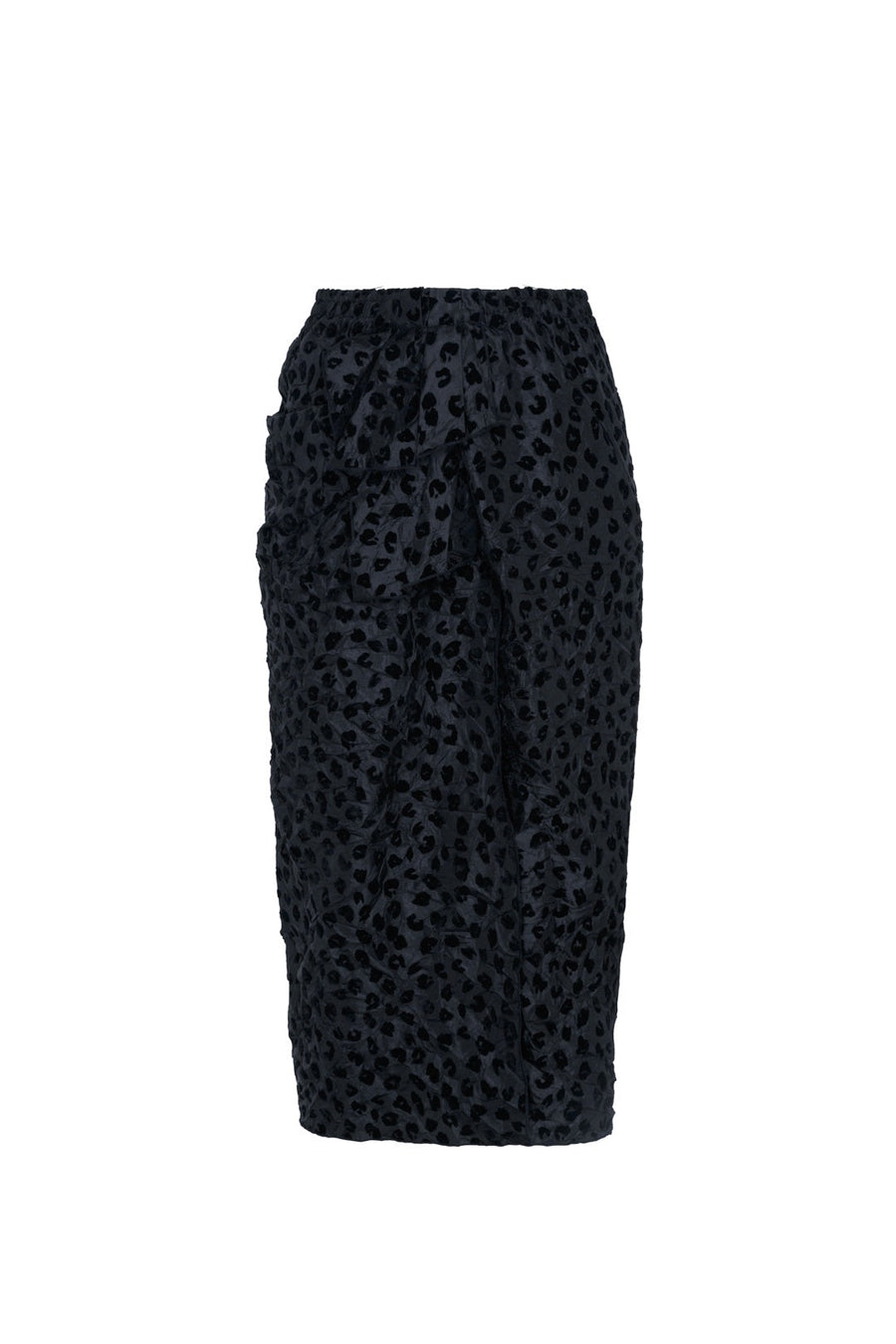 Falda midi estilo pareo con print negro