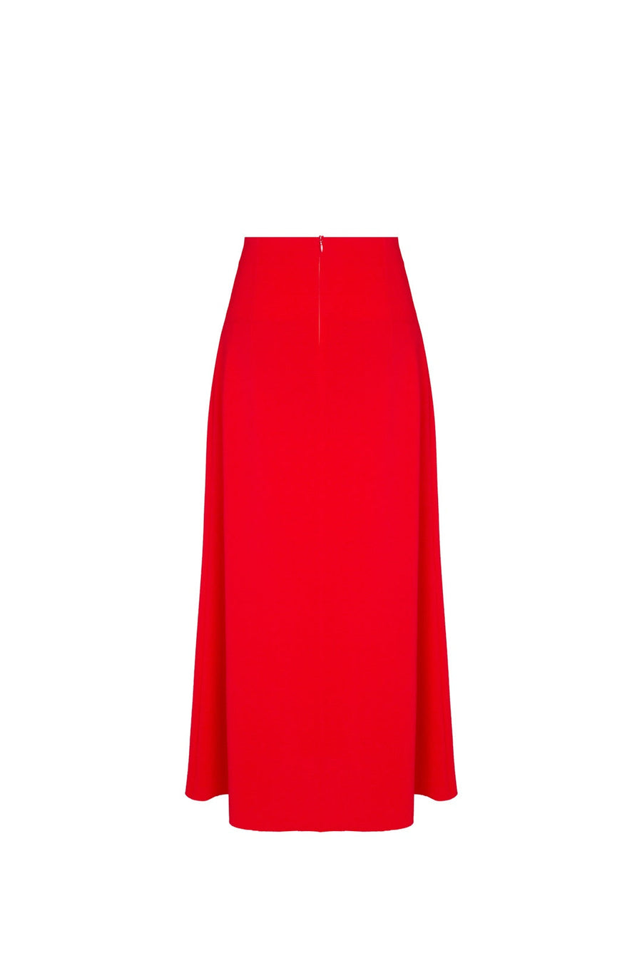 Falda midi roja con corte evasé