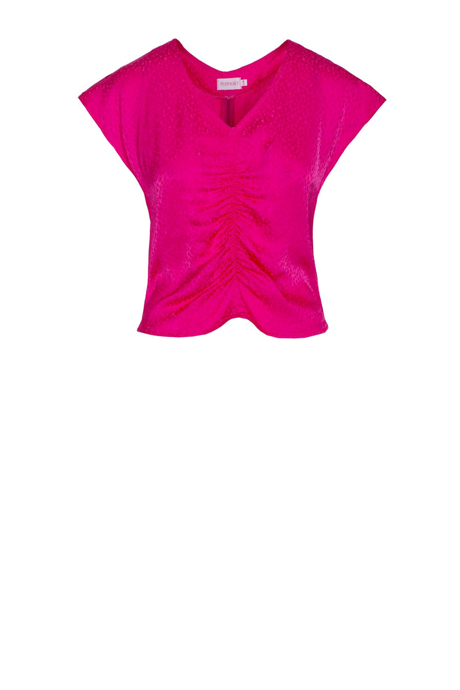 Top fucsia sin mangas en escote pico